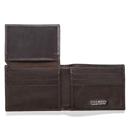 Steve Madden Leather RFID Wallet Extra Capacity Attached Flip Pocket