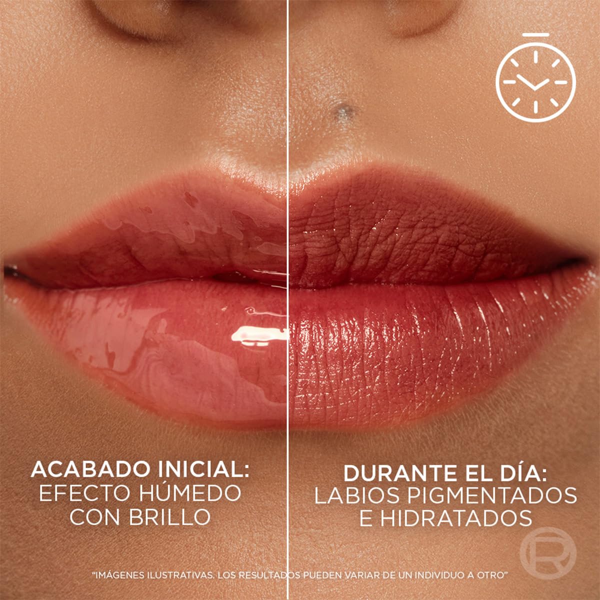 L'Oréal Paris, tinta sérum para labios Hyaluron Tint, tono 485 Nude Espresso, para hidratación instantánea, color duradero y sensación ligera