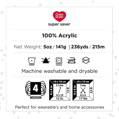 Red Heart Super Saver Mexicana - Paquete de 3 hilos de 141 g/5 oz - Acrílico - 4 medianos (peinados) - 364 yardas - Tejer/Crochet