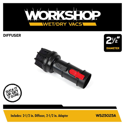WORKSHOP Wet Dry Vacuum Muffler Diffuser WS25025A 2-1/2-Inch Muffler/Diffuser Shop Vacuum attachment For Shop Vacuums