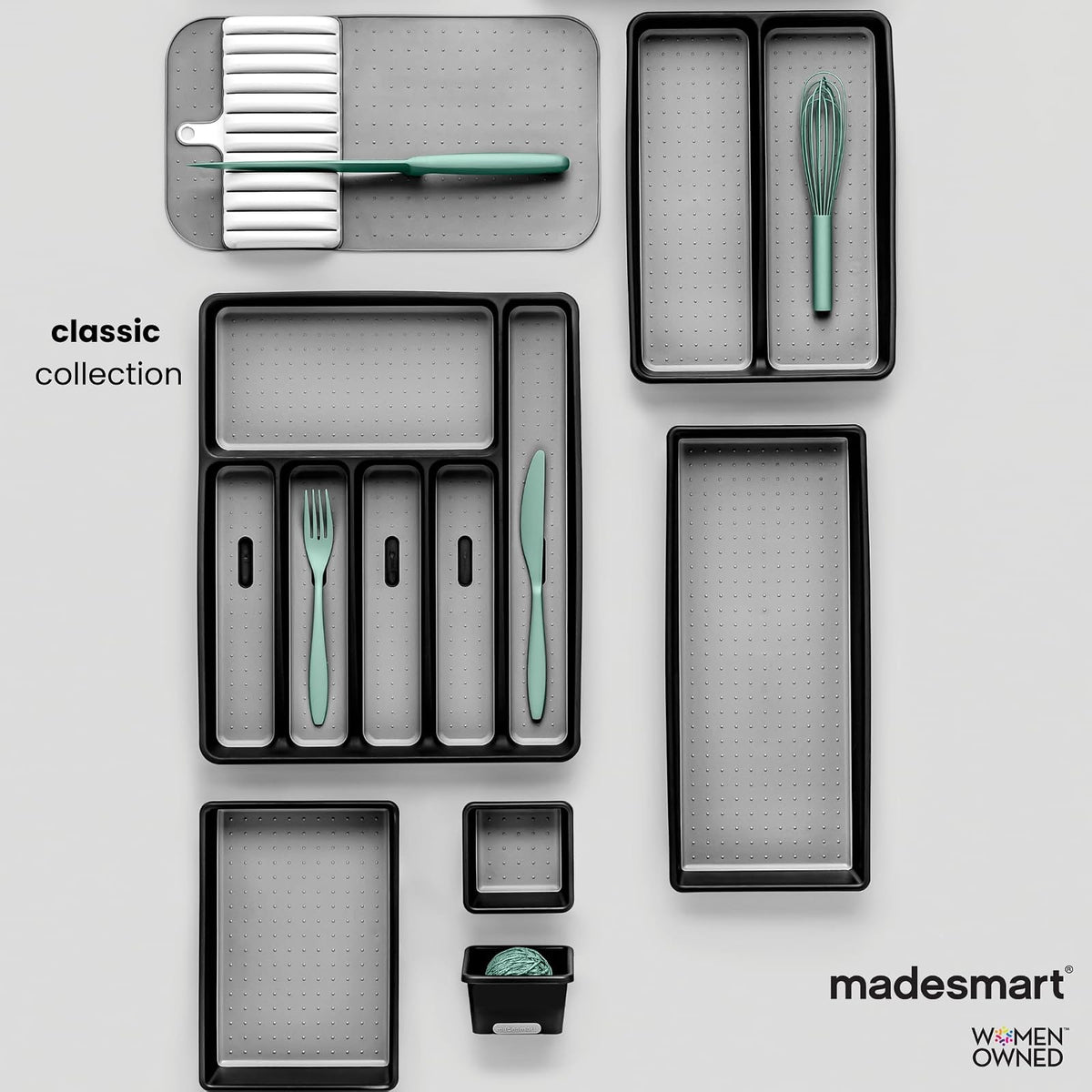 madesmart Classic Mini cubiertos bandeja, Granite, 1