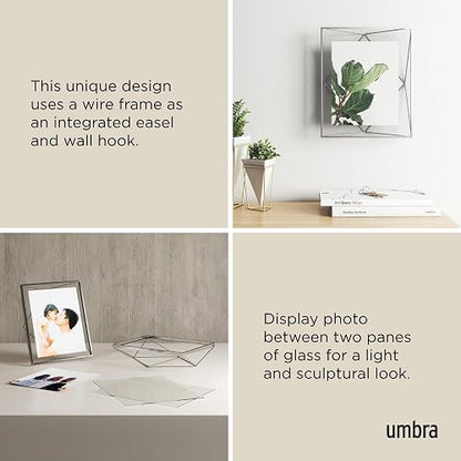 Umbra Prisma Marco de fotos 8x10 (20,32 x 25,4 cm): expositor metálico flotante para pared o escritorio, ideal para fotos, obras de arte, ilustraciones y más, cromado