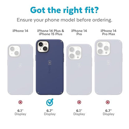 Speck - Funda para iPhone 15 Plus y 14 Plus, protección contra caídas, Resistente a los arañazos, Funda para iPhone MagSafe con Revestimiento Suave al Tacto, iPhone de 6.7 Pulgadas, Doble Capa,