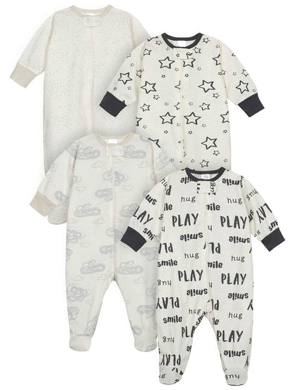 ONESIES Paquete de 4 mamelucos Sleep 'N Plays Mamelucos para bebés y niños pequeños Bebé-Niñas