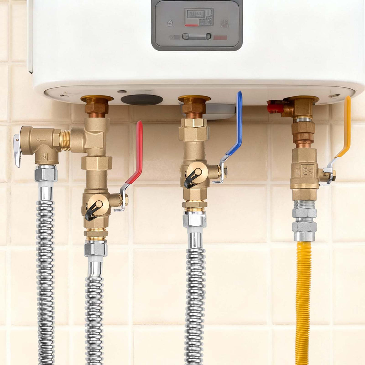 VEVOR Kit para Calentador de Agua, Kit de reparación de tuberías de Agua fría y Caliente de 3/4 Pulgadas con válvulas de Aislamiento WOG de 600, válvula de Alivio de presión