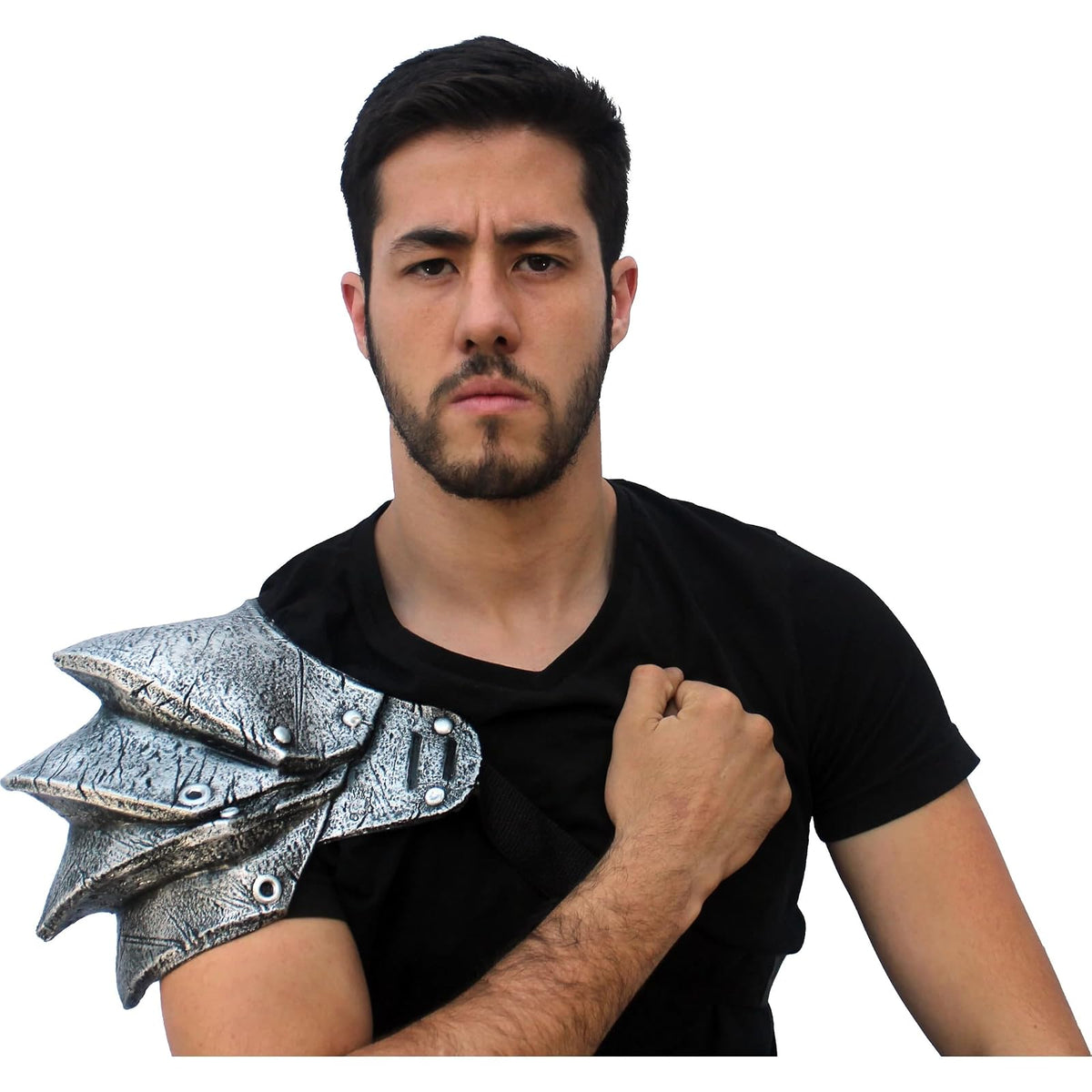 Pauldron Silver, Accesorio para Disfraz de Hombreras de Plata, Complemento de Hombros Armadura Ideal para Halloween y Fiesta de Disfraces