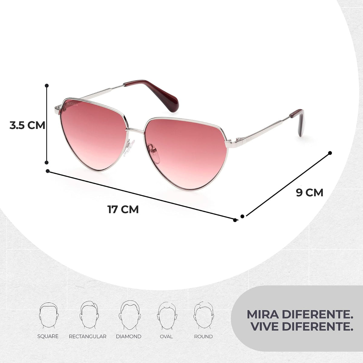Max & Co Lentes de Sol MO0015 para Mujer Color Paladio Brillante, Armazón Metálico Galvanizado, Micas Degradadas y Protección UV Nivel 2