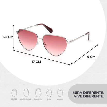 Max & Co Lentes de Sol MO0015 para Mujer Color Paladio Brillante, Armazón Metálico Galvanizado, Micas Degradadas y Protección UV Nivel 2
