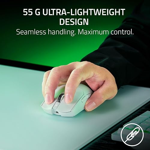 Razer Viper V3 Pro Mouse Inalámbrico para Esports: Simétrico - Peso 54g - Sondeo De 8K - Sensor Óptico De 35K dpi - Interruptores Ópticos Gen3-8 Botones Programables - Batería De 95 Horas - Blanco