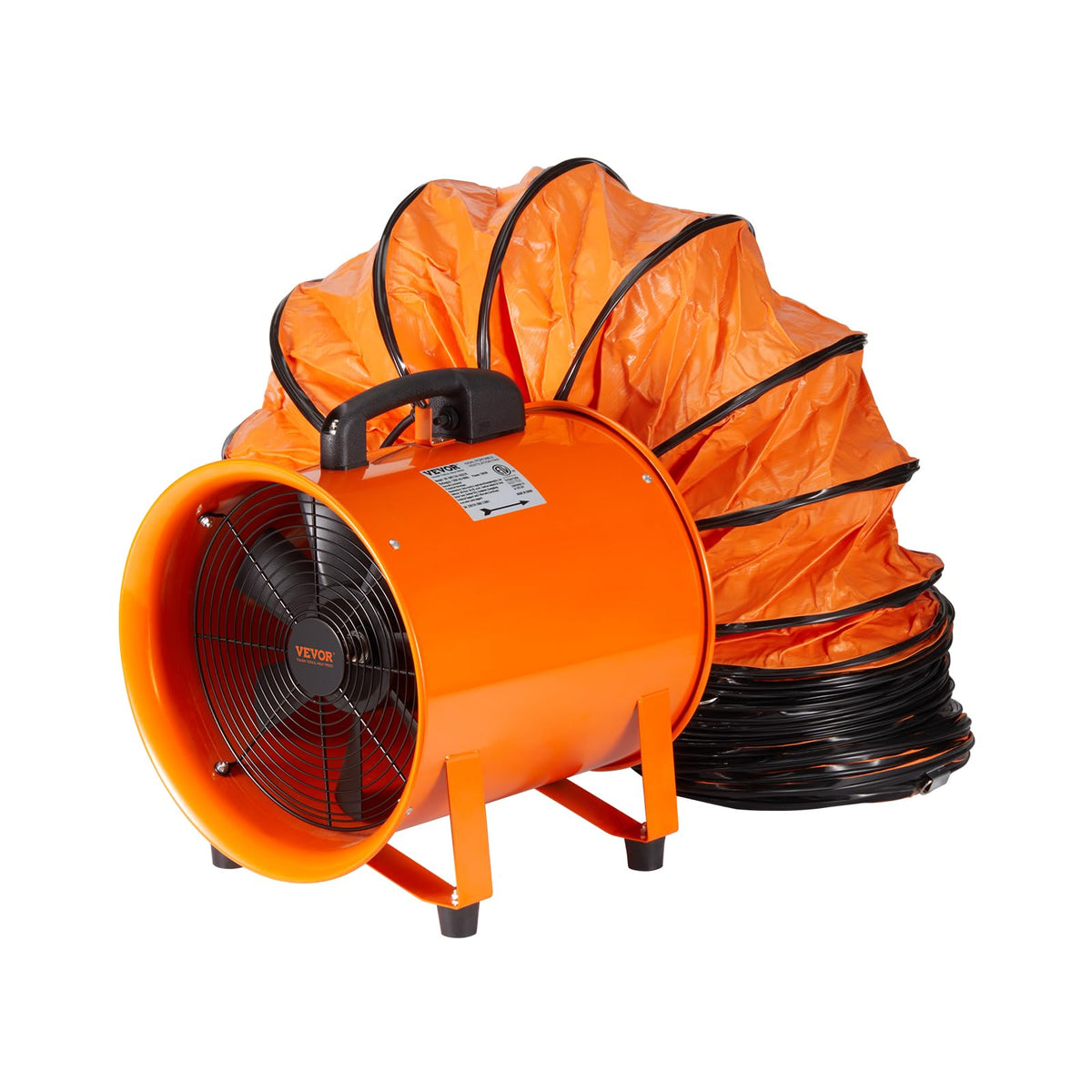 Ventilador portátil VEVOR, ventilador cilíndrico de alta resistencia de 10 pulgadas con manguera de 16.4 pies, potente extractor de taller de 380 W 1893FM, soplador industrial para aspirar