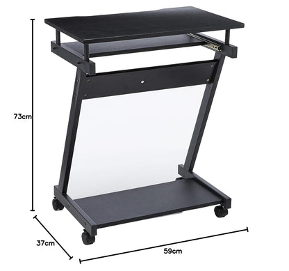 Manhattan 207690 Escritorio Compacto para computadora, con Bandeja deslizable para Teclado, Escritorio Compacto, repisa para computadora de Torre, Bandeja deslizable, Cuatro Ruedas, Negro