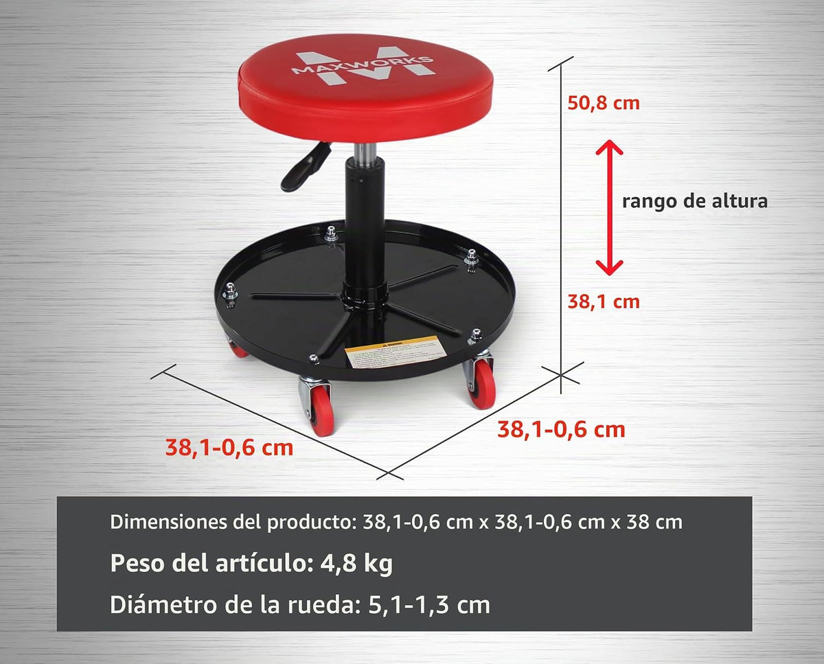 MaxWorks 80771 - Asiento de Rodillo neumático con Altura Ajustable, Capacidad de 300 Libras