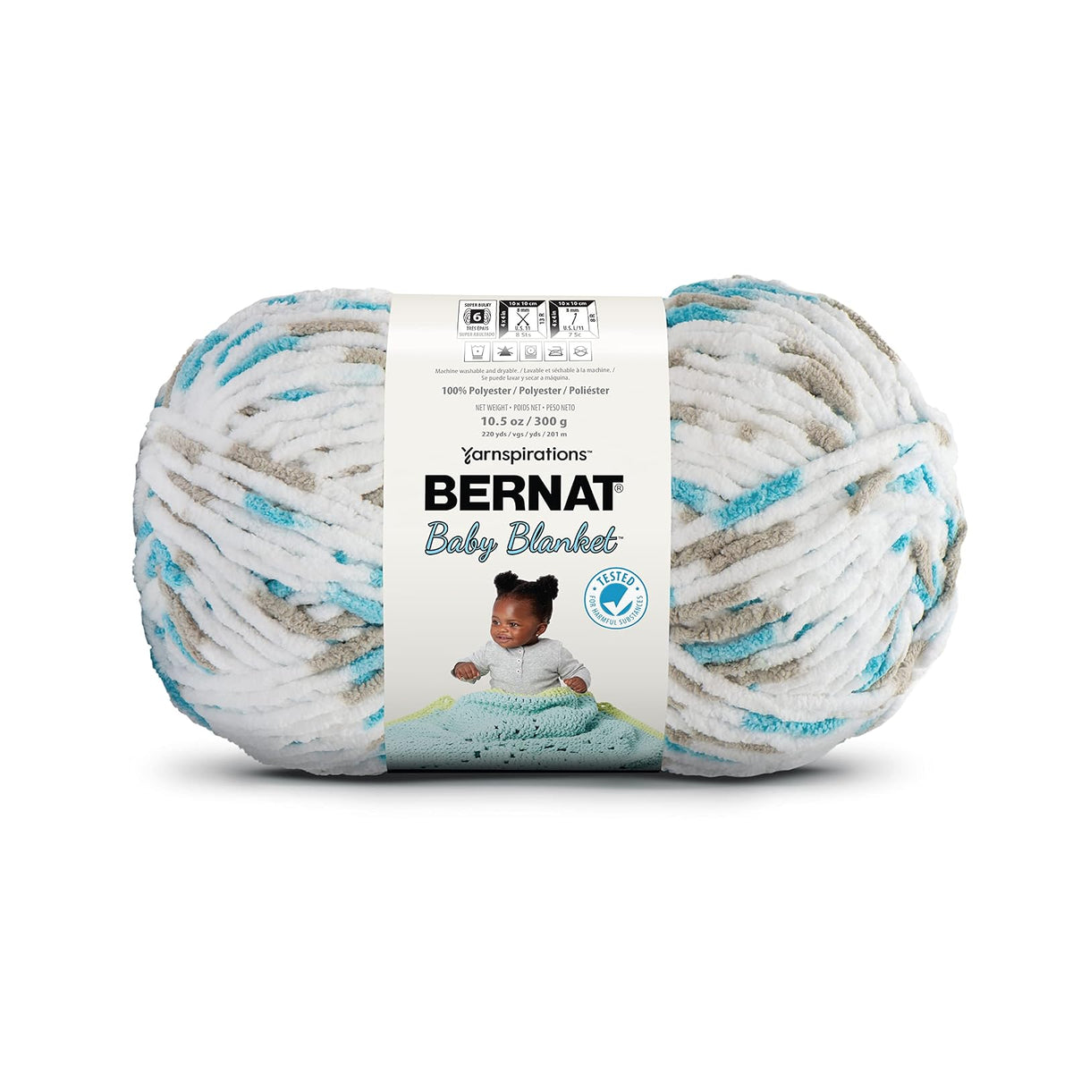 Bernat Baby Blanket Estambre Chenilla para Bebé - 1 paquete - LITTLE TEAL DOVE PRINT