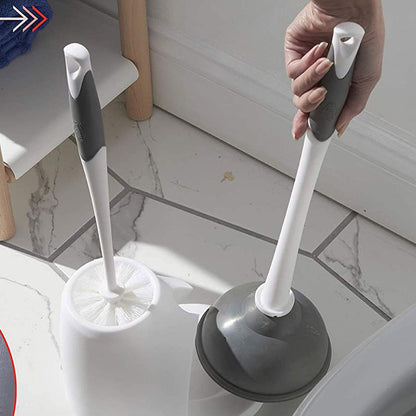 Clorox - Juego combinado de cepillo para polvo para inodoro y émbolo con organizador de almacenamiento, émbolo de inodoro para baño, organizadores y almacenamiento, accesorios de baño, desatascador de