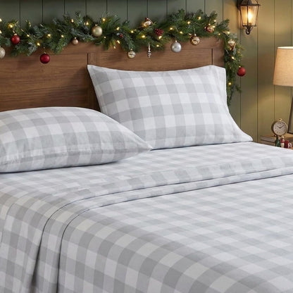 Eddie Bauer - Juego de sábanas Individuales, Ropa de Cama de Franela de algodón cálido y Transpirable con Bolsillos Profundos, Cepillado para Mayor suavidad, acogedora decoración del hogar,