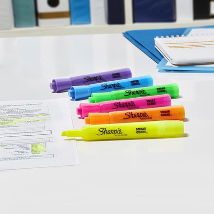 Sharpie Accent Marcatextos Tank-Style, 6-Pack, colores surtidos (25076), Amarillo fluorescente