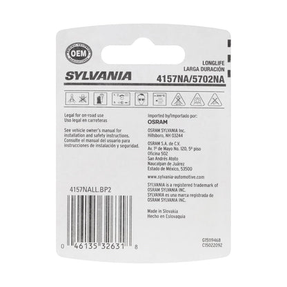 SYLVANIA - 4157NA Miniatura de larga vida - foco ámbar, ideal para estacionamiento, marcador lateral y aplicaciones de señal de giro (contiene 2 bombillas)