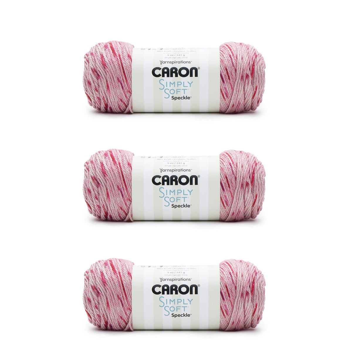 Caron Simply Soft Lipstick Speckle Yarn - Paquete de 3 unidades de 141 g/5 oz - Acrílico - 4 Medianos (Worsted) - 235 yardas - Tejer/Crochet
