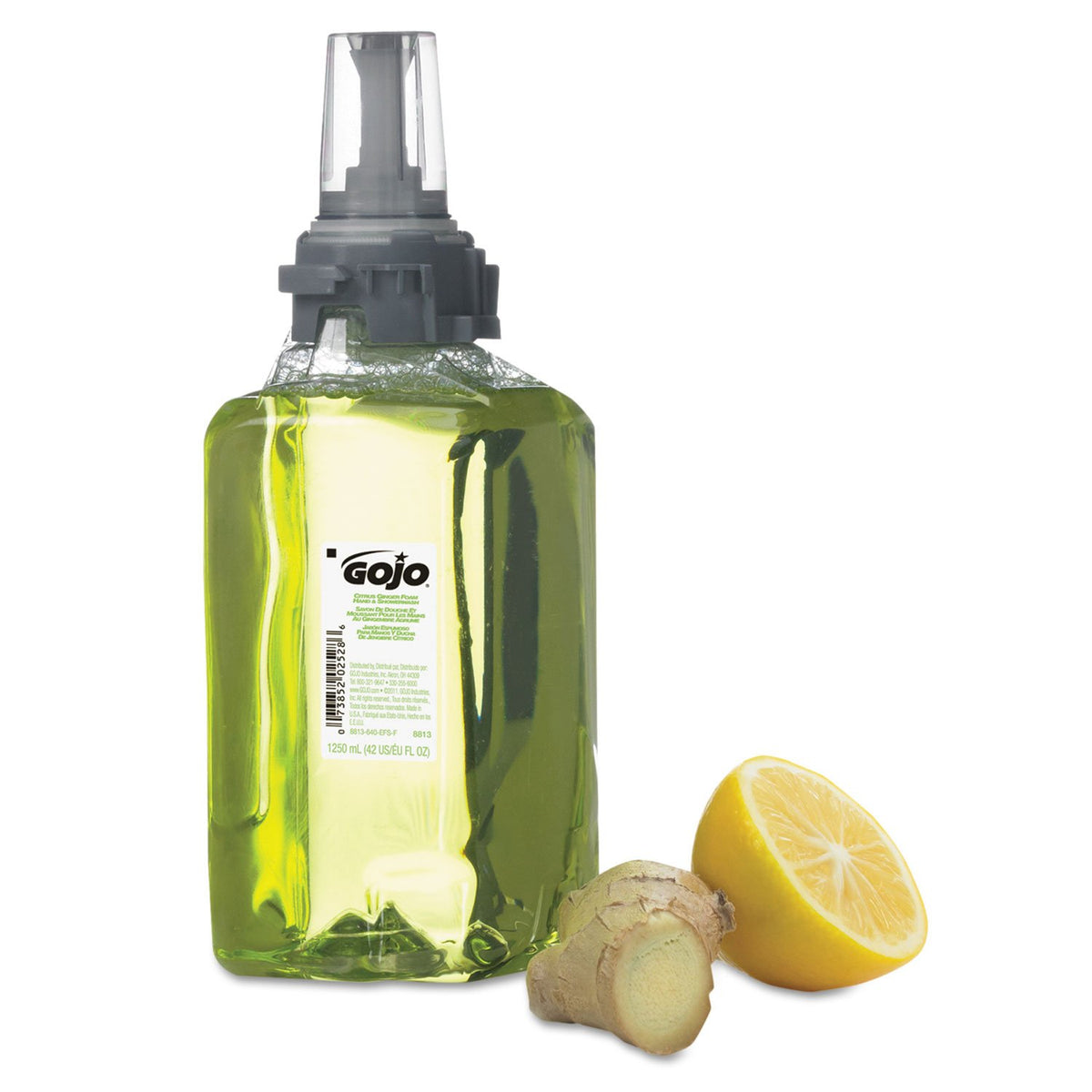Gojo Lavado de manos y ducha de espuma, fragancia cítrica y jengibre, recambio de espuma ADX-12 dispensador de jabón estilo empuje (paquete de 3) - 8813-03