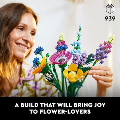 LEGO® Icons 10313 Ramo de Flores Silvestres, Bloques de Construcción para Adultos, Idea Regalo para Mujeres y Hombres, Decoración Hogar u Oficina (939 Piezas)