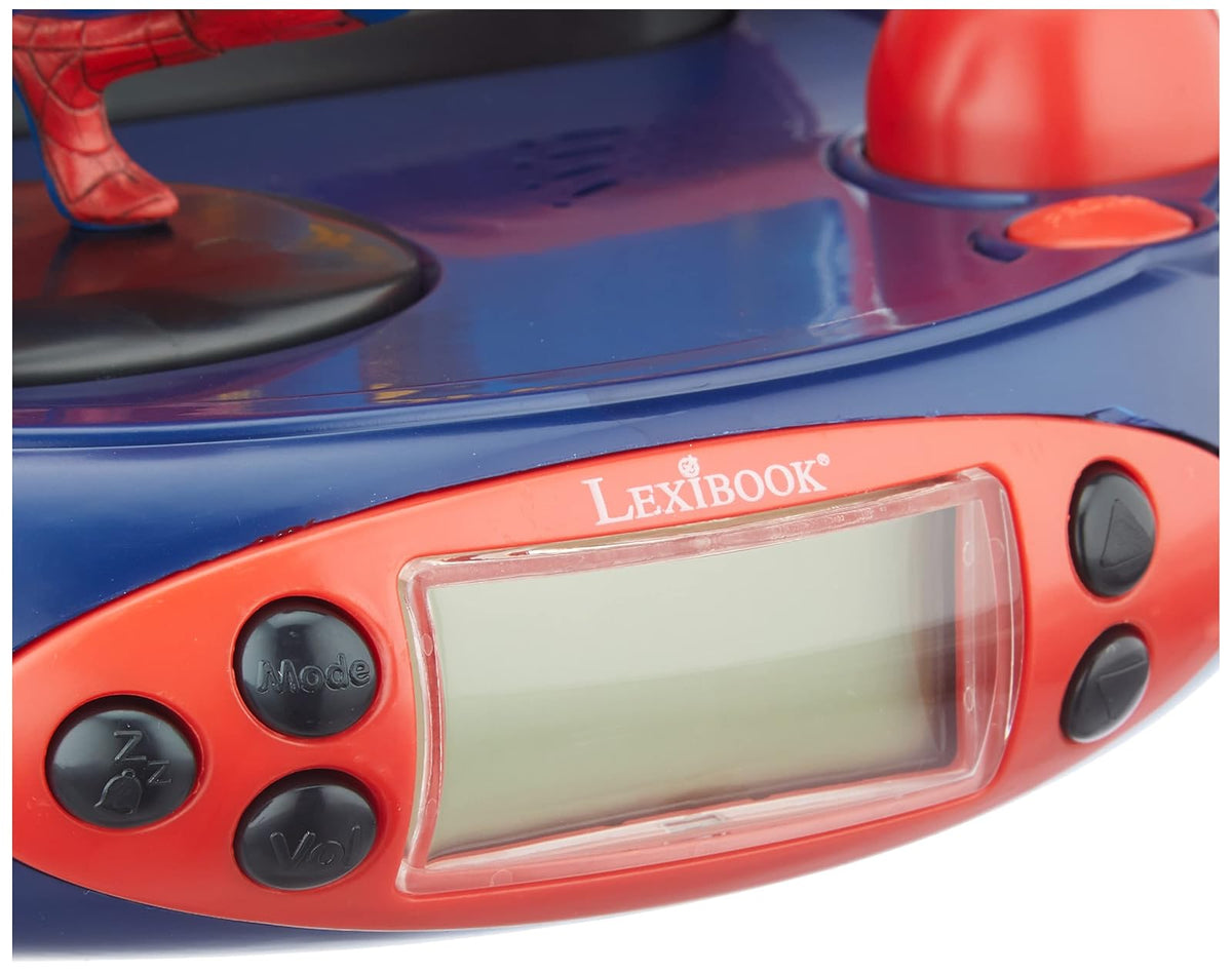 Lexibook Marvel Spider-Man Peter Parker Radio Reloj proyector, Luz de Noche incorporada, proyección de Tiempo en el Techo, Efectos de Sonido, Funciona con batería, Azul/Rojo, RP500SP