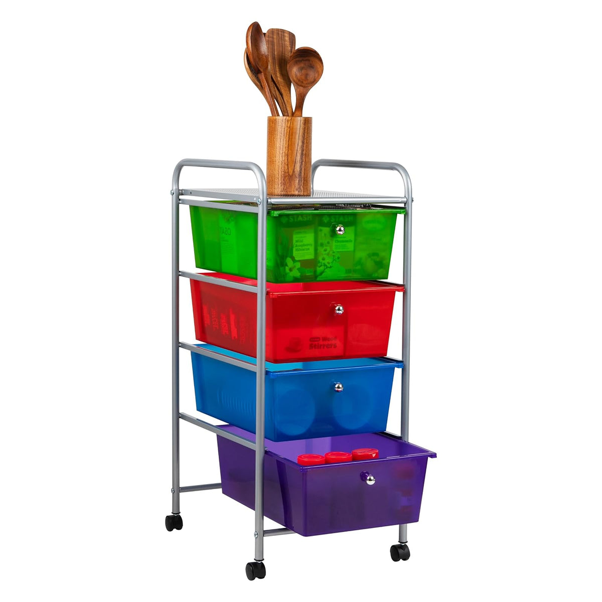 Mind Reader Carrito rodante de Almacenamiento con cajones, Multicolor, 1, 1