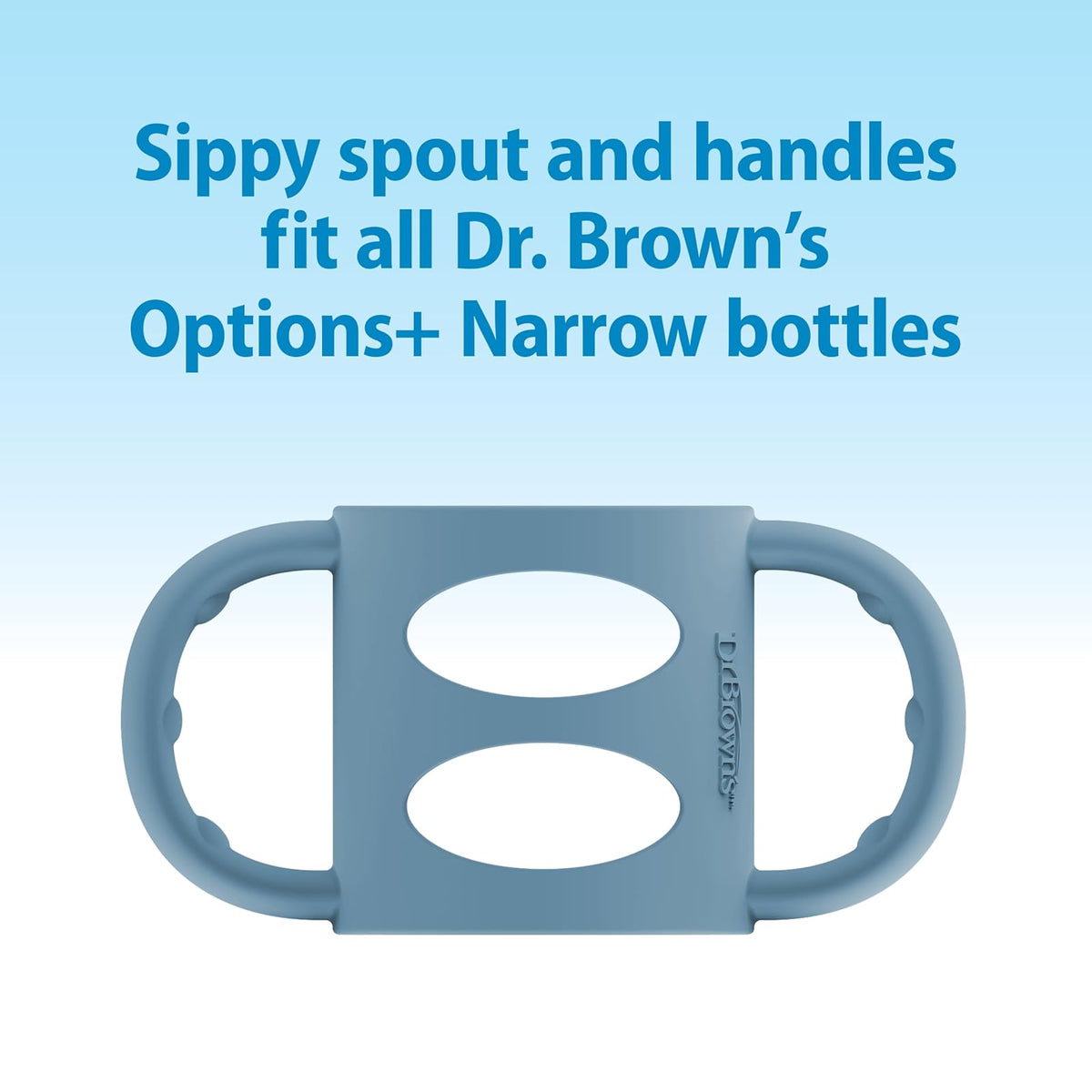 Dr. Brown's Milestones - Botella estrecha para beber con asas 100% de silicona, botella de fácil agarre con boquilla suave, 8 onzas/250 ml, última intervensión de BPA, azul claro, 6 m+