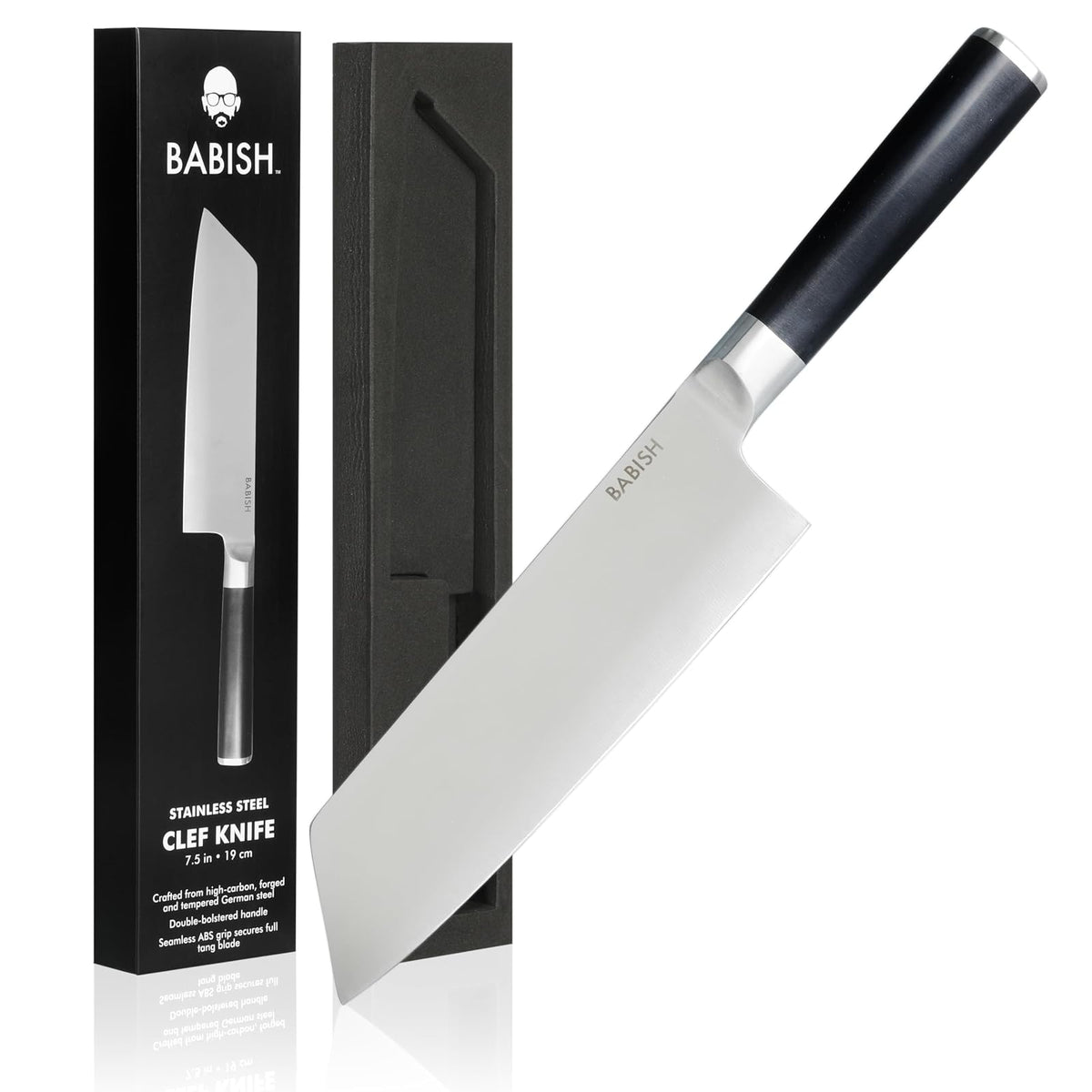 Babish Cubiertos de acero alemán de alto carbono 1.4116, cuchillo de 19 cm (cuchillo + chef)