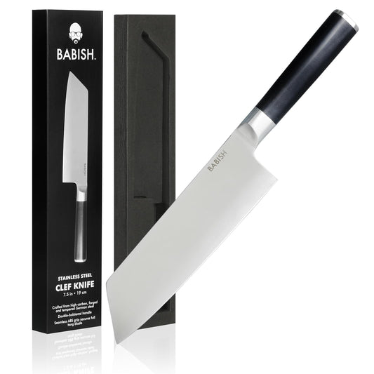 Babish Cubiertos de acero alemán de alto carbono 1.4116, cuchillo de 19 cm (cuchillo + chef)