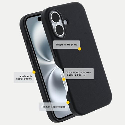 OtterBox iPhone 16 Pro Symmetry Series - Piel de Cactus para MagSafe - Negro Ceniza Negro