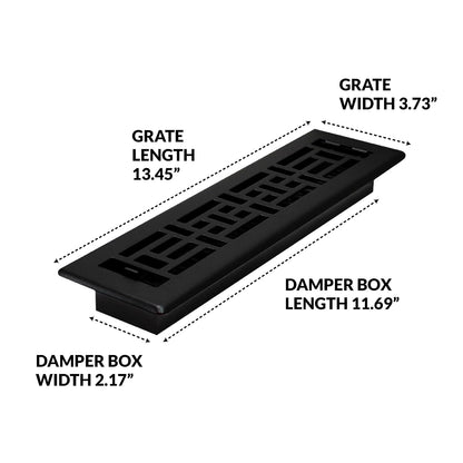 Decor Grates AJH212-BLK - Registro de Piso Oriental, 2 x 12 Pulgadas, Negro Texturizado