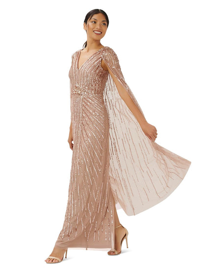 Adrianna Papell Beaded Cape Long Dress Vestido para ocasión Especial Mujer