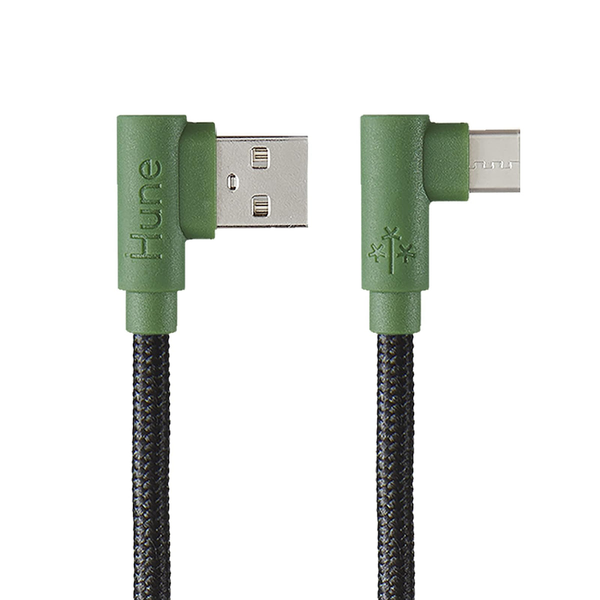 Cable Tipo C Hune Sustentable Carga Rápida Y Datos 90 Grados (Bosque)