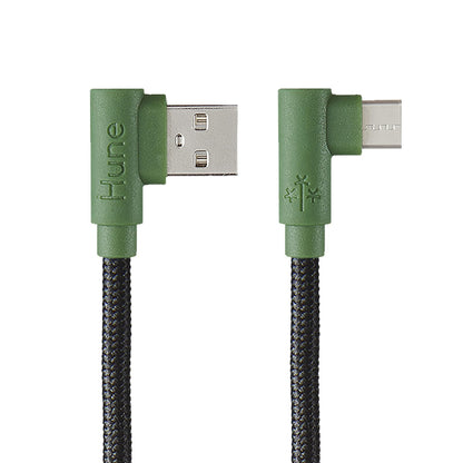 Cable Tipo C Hune Sustentable Carga Rápida Y Datos 90 Grados (Bosque)