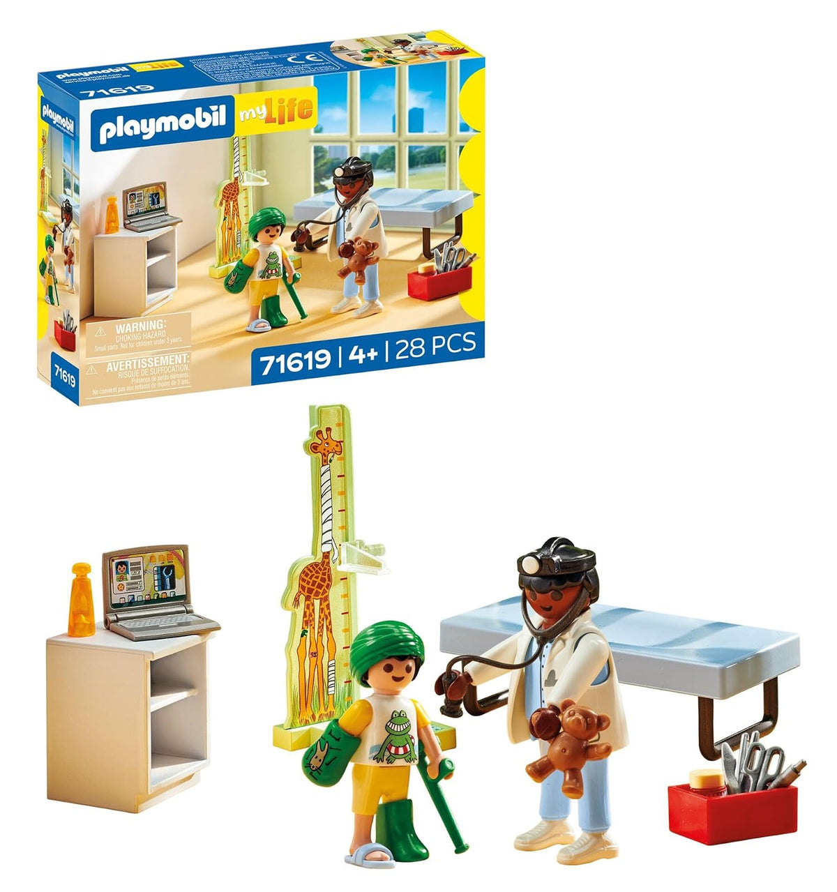 Playmobil Set de Juego Médico Hospital, Varios Escenarios - Pediatra con oso de peluche