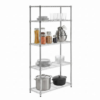 Honey-Can-Do - Estantería de 5 niveles SHF-01443 con capacidad para 200 libras por estante, 72 pulgadas, cromada