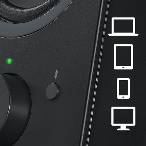 Logitech Z207 Sistema de Bocinas Bluetooth para PC, Sonido Estéreo, 10W de Pico, Entrada Audio 3.5 mm, Toma Auriculares, Multidispositivos, Computadora/TV/Smartphone/Tablet - Negro
