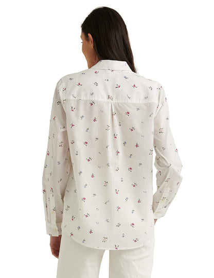 Lucky Brand Camisa de Manga Larga clásica con un Bolsillo y botón Frontal Camisa de Botones para Mujer