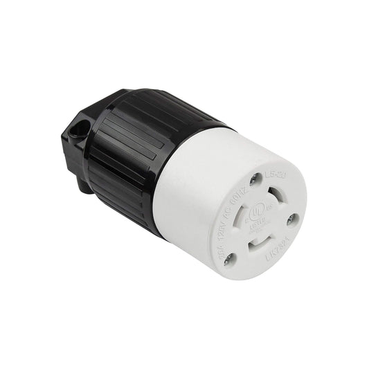 ENERLITES NEMA L5-20R Conector de Bloqueo para Generador, Enchufe Hembra 20A 125V 2P 3W Certificado UL Negro | Negro, 20 amperios, 125 voltios, 2 polos, 3 cables de tierra, bloqueo giratorio, grado industrial, UL certificado