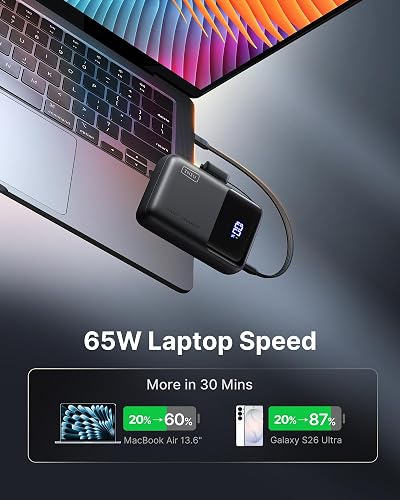 INIU Power Bank, Cargador portátil Ultra Compacto de 20000 mAh, 65 W, USB C, Carga rápida PD QC, Paquete de batería Externa de 3 Salidas para Laptop, MacBook iPad, Tablet, Vapor, iPhone 16 15 14 Pro
