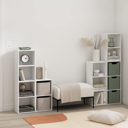 Furinno Pasir Estantería Moderna de 4 Niveles con Repisas Abiertas, 22.9 cm x 30.5 cm x 106.7 cm, Blanco
