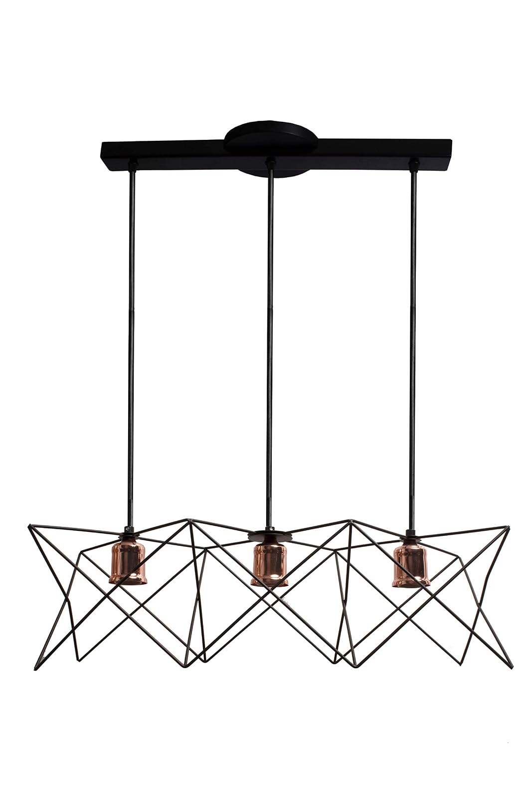 MAXXI MX-CL7011-N/CB Candil de Rejilla Negra con Copos, Cobre