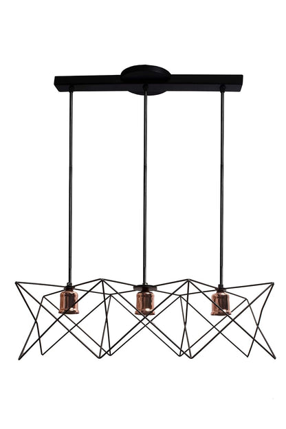 MAXXI MX-CL7011-N/CB Candil de Rejilla Negra con Copos, Cobre