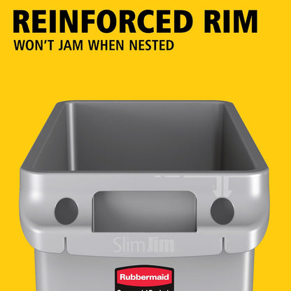 Rubbermaid 3540-60 Slim Jim 87.1 L Rectangular Gris - Cubo de basura (87.1 L, Rectangular, Gris, 279 mm, 559 mm, 762 mm)