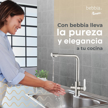 ROTOPLAS BEBBIA GRIFO PARA COCINA BEBBIA 3 VÍAS PARA AGUA PURIFICADA (GRIS RECTO)