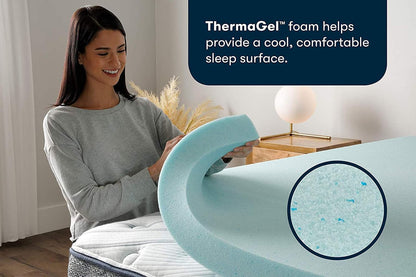 Serta ThermaGel - Cubrecolchón de Espuma viscoelástica para aliviar la presión, 3 Pulgadas, Color Azul Individual
