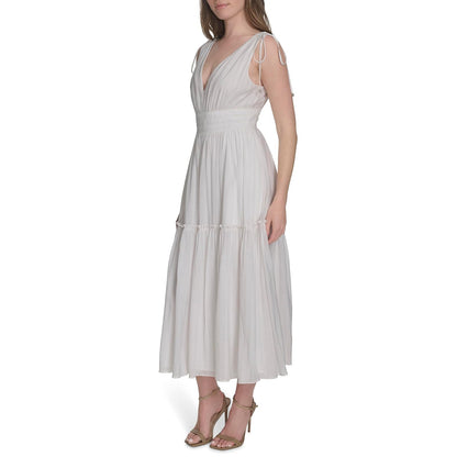 Tommy Hilfiger Sleeveless V Neck Neck Tie Midi Dress Vestido Mujer