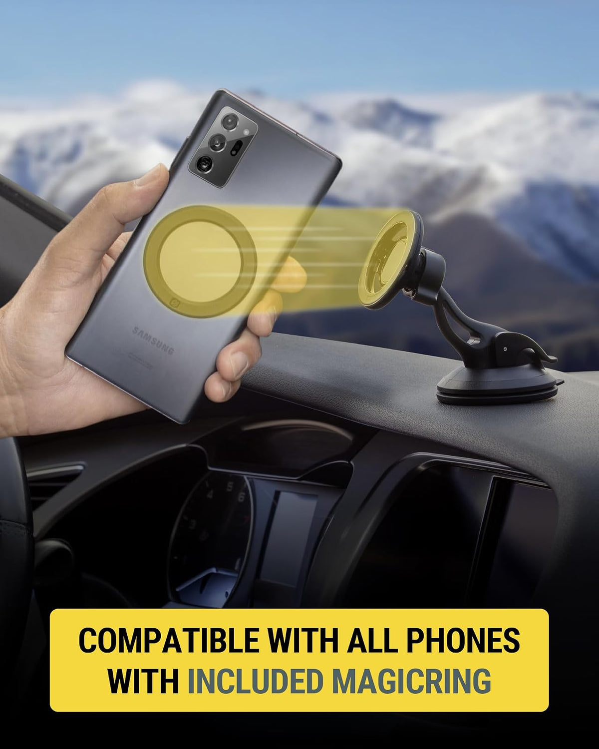 Scosche MagicMount™ SMSWD - Soporte magnético para teléfono para salpicadero de automóvil/parabrisas, soporte MagSafe, soporte para teléfono con ventosa compatible con iPhone 16, 15, 14, 13, 12, funda Mag