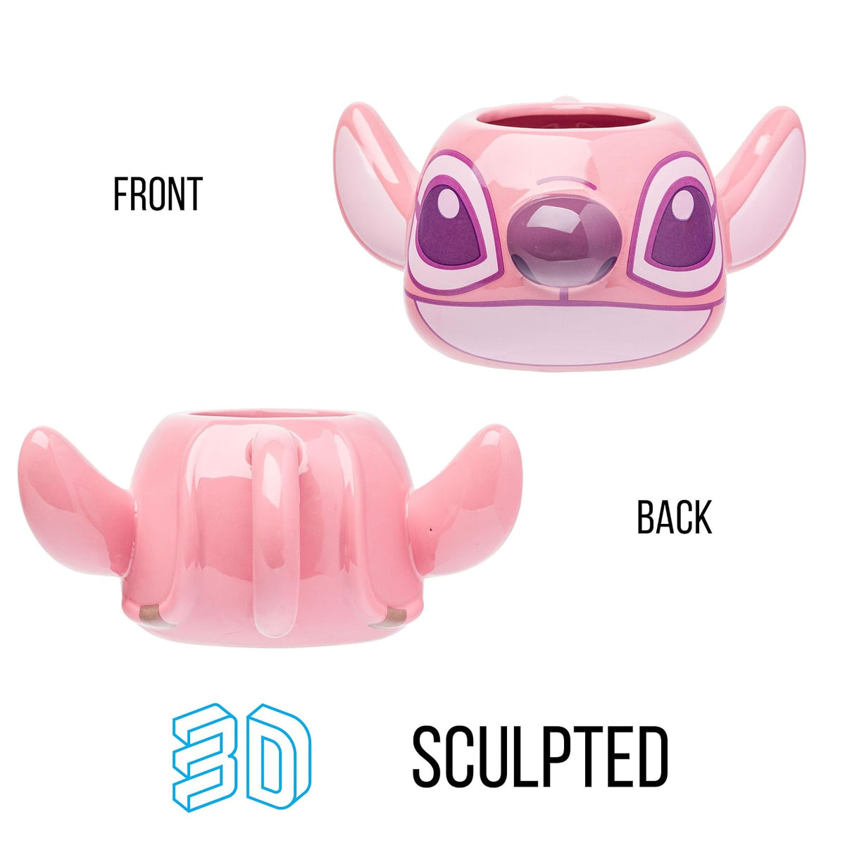 Silver Buffalo Lilo and Stitch Angel - Taza esculpida 3D de cerámica