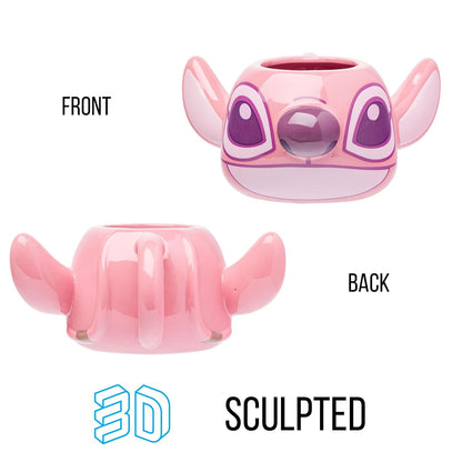 Silver Buffalo Lilo and Stitch Angel - Taza esculpida 3D de cerámica